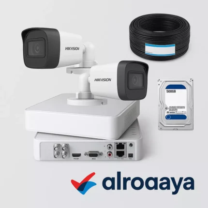 عرض كاميرات هيك فيجن 2 كاميرا كامل مع جهاز DVR وهارد ديسك وكابلات