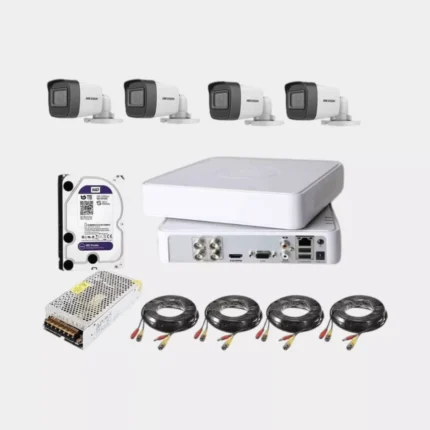 عرض 4 كاميرات مراقبة هيك فيجن كامل مع جهاز DVR وهارد 500 جيجا وسلك وباور سبلاي